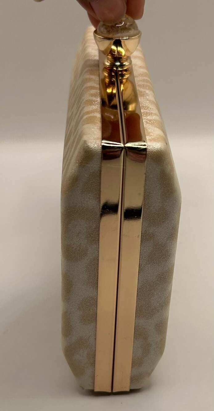 Champagne Leopard Print Box Clutch with Preserved Flower Clasp - Picture 4 of 6